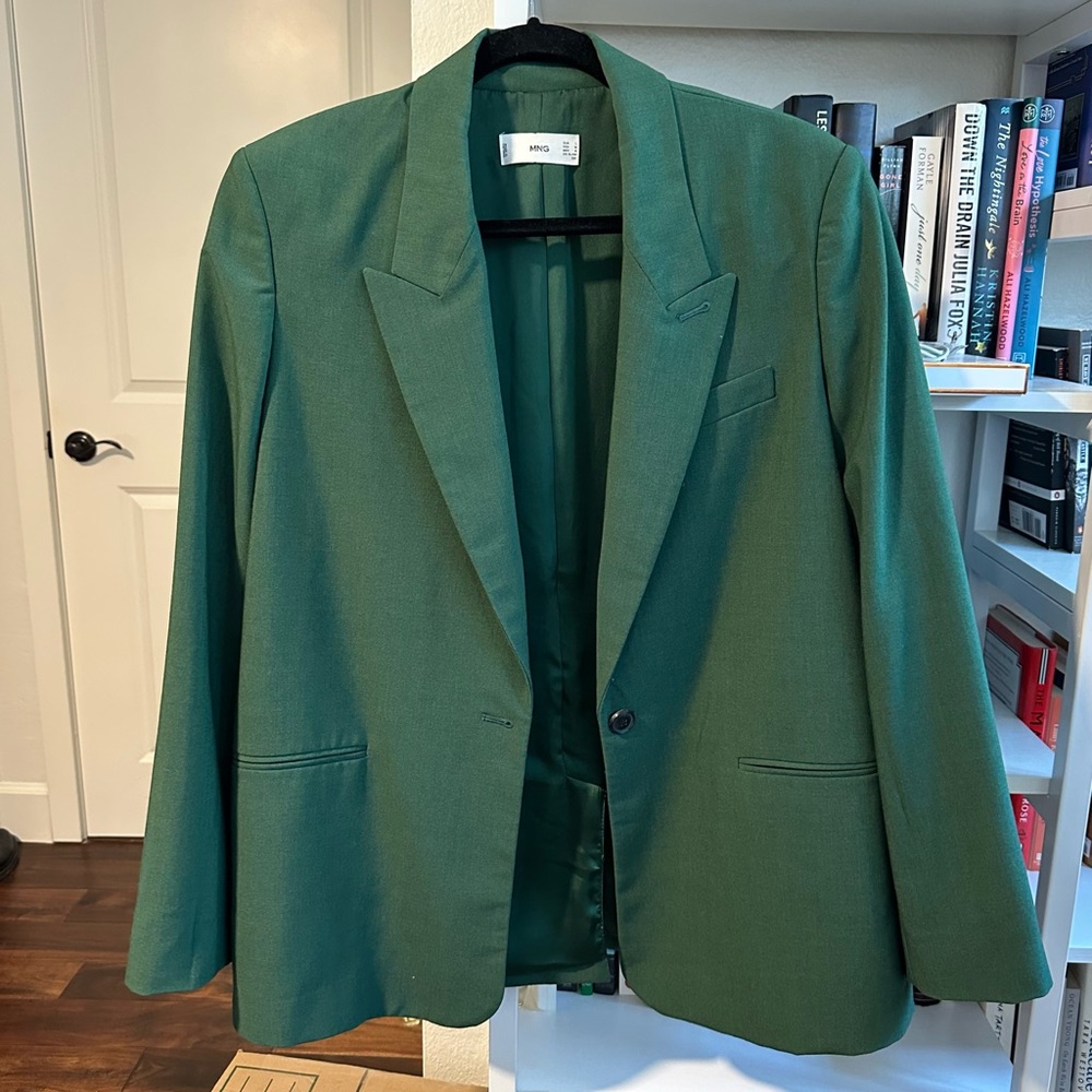 MANGO Olive Green Boxy Blazer